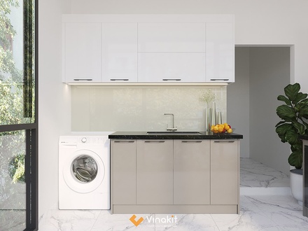 Mẫu tủ bếp gỗ công nghiệp cánh Acrylic Vinakit AV19