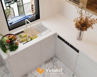 Mẫu tủ bếp Inox cánh Acrylic hệ modul rời CNC IN40