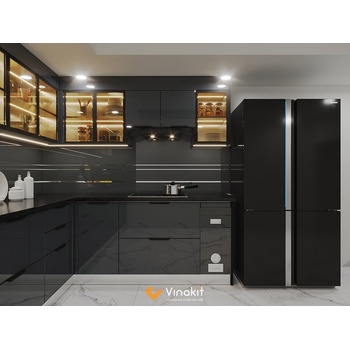 Tủ bếp nhôm tấm cánh kính cường lực CK22