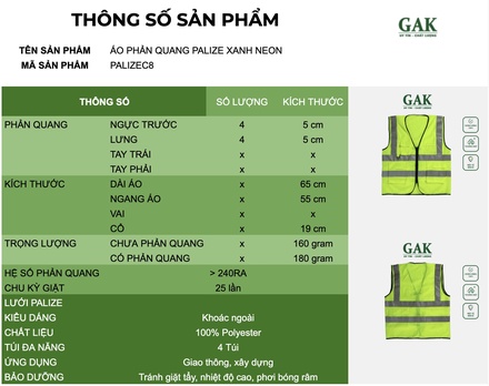 Áo Phản Quang Palize chính hãng GAKVN đẹp bền