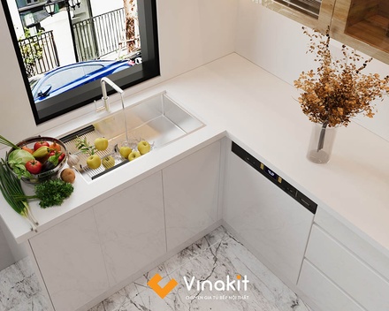Mẫu tủ bếp Inox cánh Acrylic hệ modul rời CNC IN40